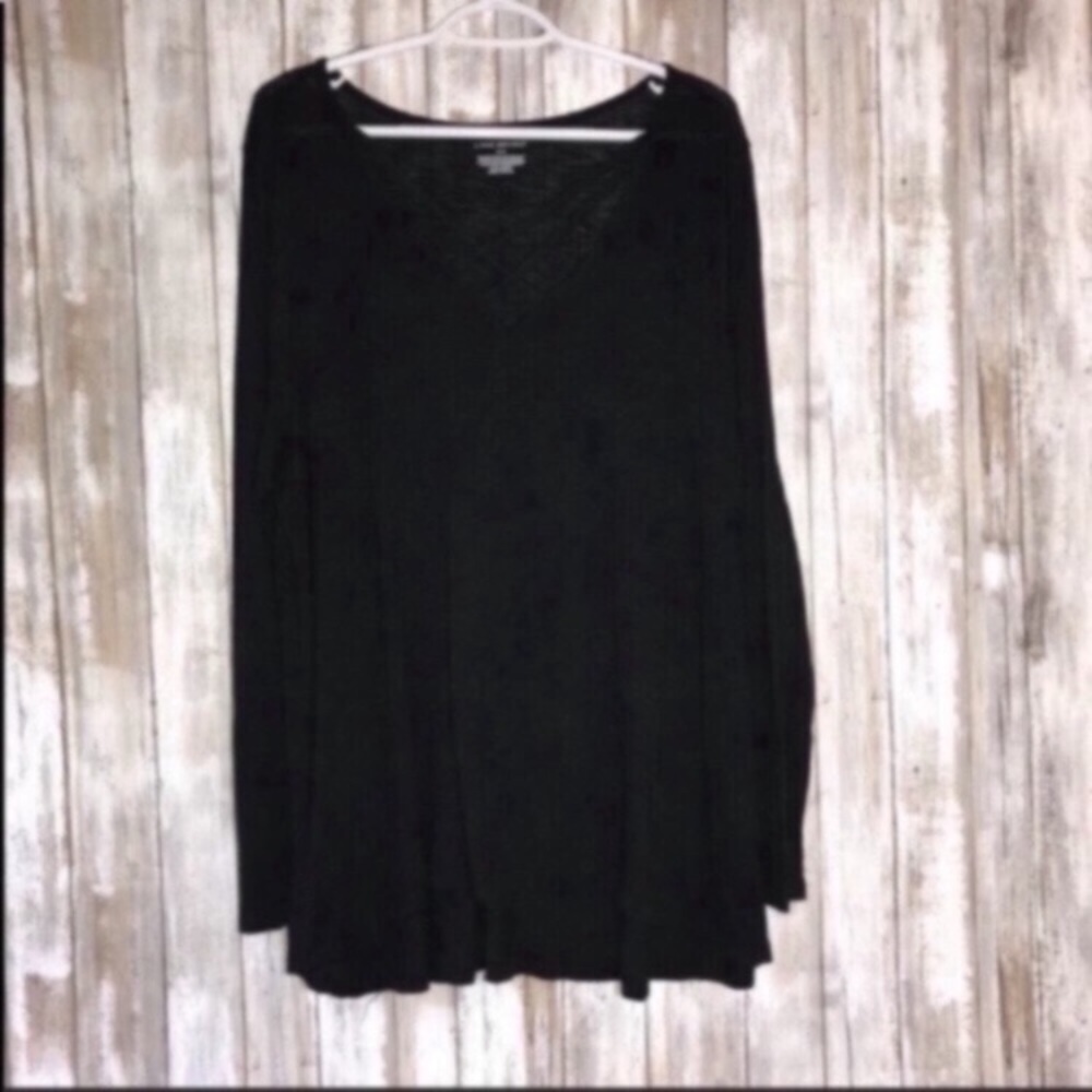 Lane Bryant Black Surplice V-Neck Long Sleeve Top 18/20 Plus Size